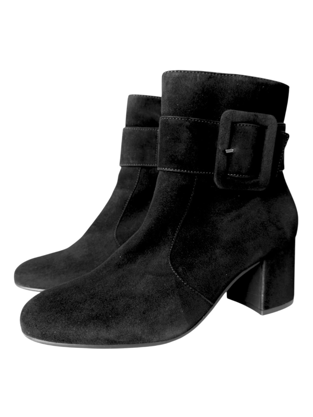 Paul Green Natalia Suede Ankle‎ Boots | Black | Buckle Block Heel | 6.5 | NWOB